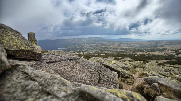 Beautiful view from the rock to the valley. Time-lapse Czech republic