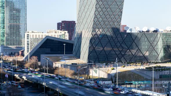 Central Business Area in Beijing China Downtown Timelapse