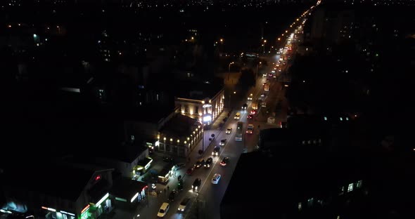 Ukraine City Rivne. Aerial Shot Night