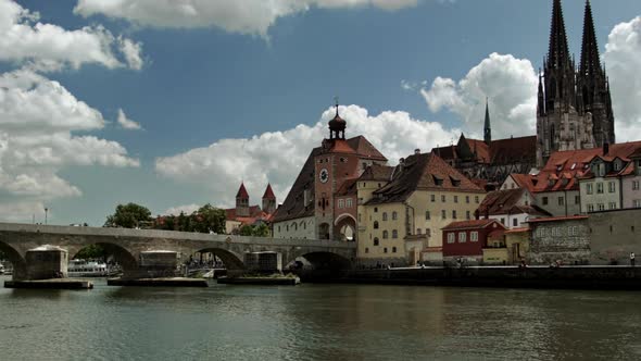 Timelapse on Danube river in Germany