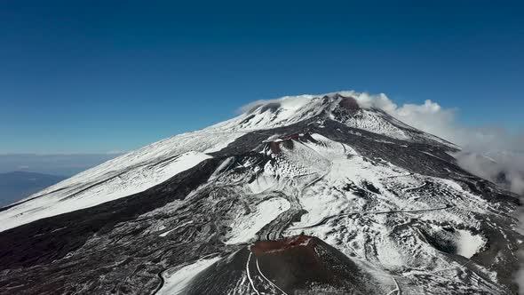 Mount Etna on the Island of Sicily in the Early Morning. Bird's Eye View