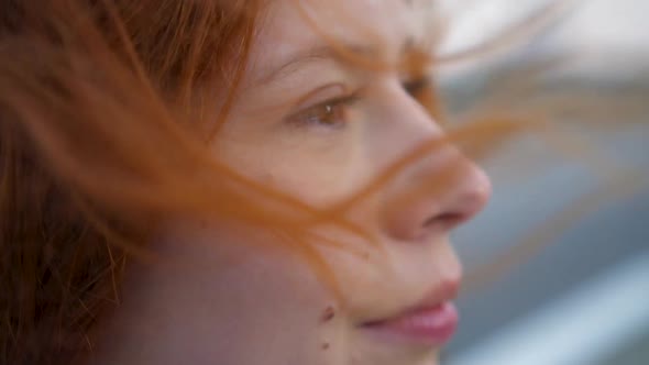 Portrait of Beautiful Young Redhead Woman Exploring Spirituality Contemplating Future 