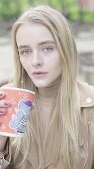 Vertical Video of a Young Skinny Girl in the Park