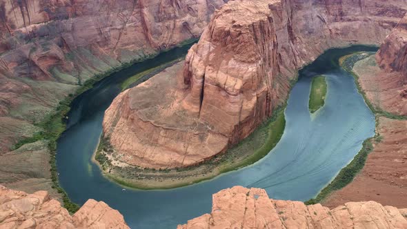 Beautiful Panoramic  Aerial View of Red Horseshoe Canyon. Nature: River Curve