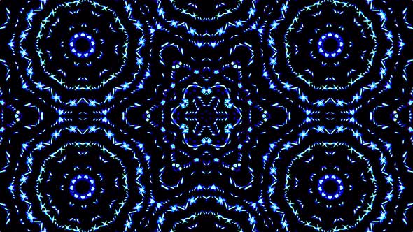 light wave abstract dots set blue color kaleidoscope black background