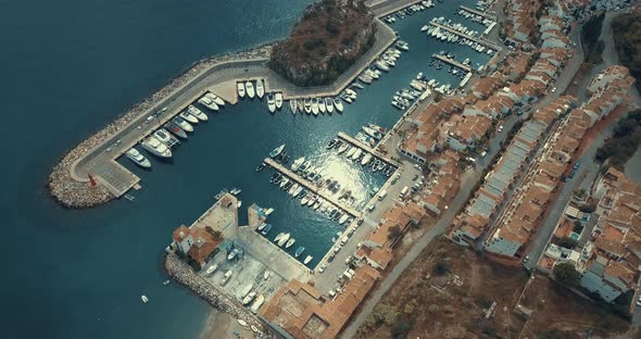 Aerial view of a leisure port.