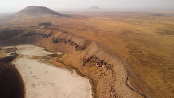 Flying Over Canyon Valley on Red Planet Mars