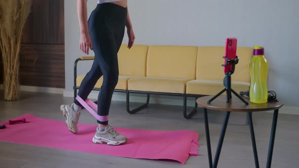 Workout at Home with Resistance Band and Video Tutorial on Mobile