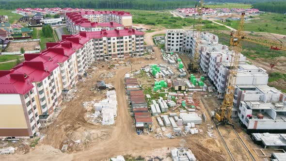 Modern Multistorey Building Under Construction Aerial View