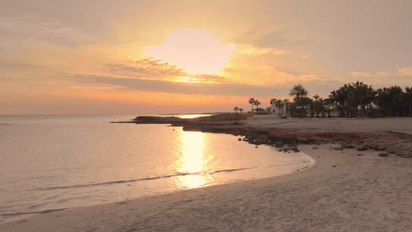 Tropical Beach Sunset Aerial Shot