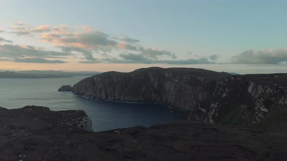 Horn Head in Donegal Ireland from top of the cliff looking down shore