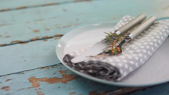 Various cutlery on wooden table 4k