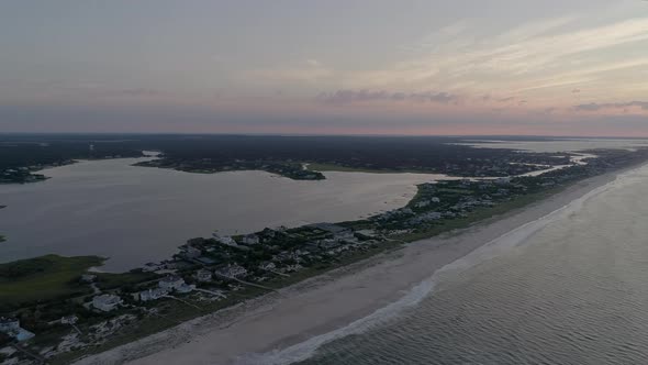 Pan Around From Bay To Sunset Over the Beach in the Hamptons