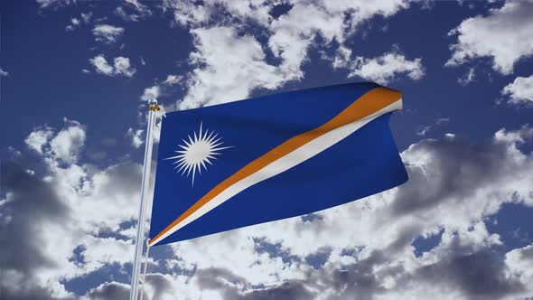 Marshall Islands Flag With Sky 4k