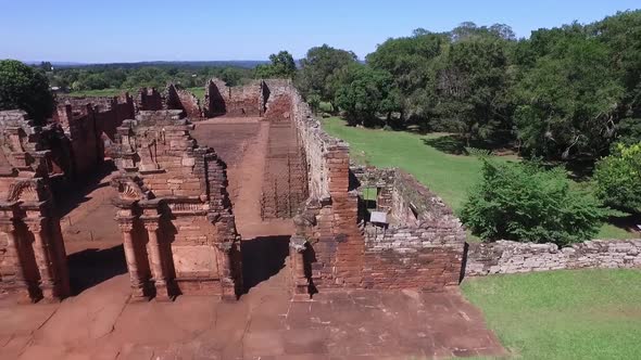 Aerial view Ruins of Jesuit Building, San Ignacio in Misiones (Argentina).