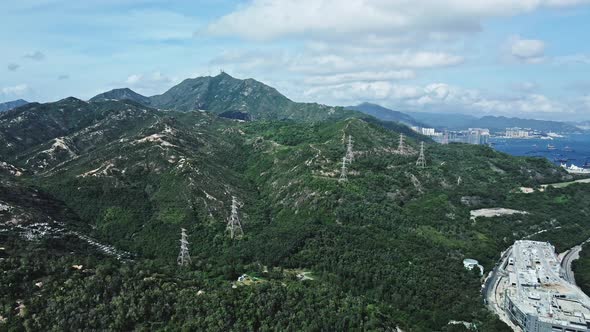 Castle Peak Mountain, Hong Kong, Beautiful Aerial Drone View