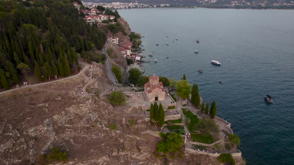 Beautiful historical city. Drone view of Ohrid