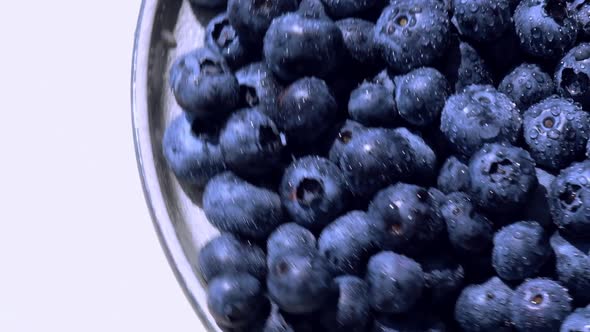 Fresh Blueberries in Plate Rotating Slow Motion