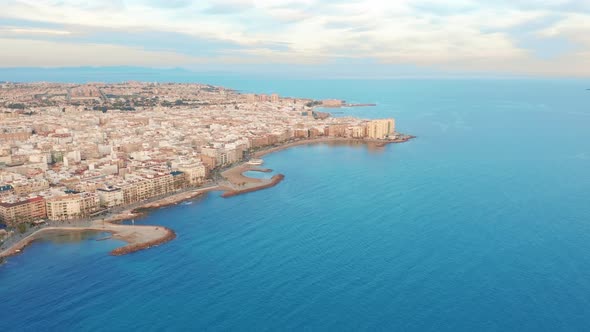 Aerial View. A Beautiful Flight Over the Coast of Torrevieja on the Costa Blanca in Spain.