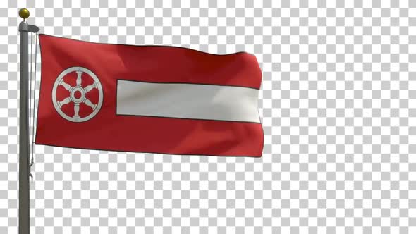 Erfurt City Flag (Germany) on Flagpole with Alpha Channel - 4K