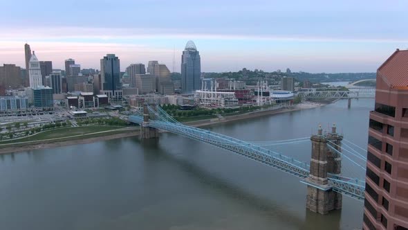 Cincinnati Skyline Dusk - 4K Aerial