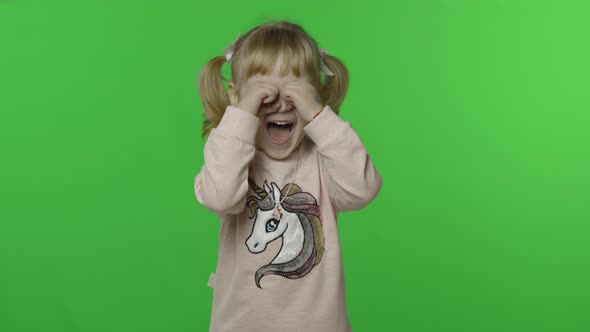 Girl in Unicorn Sweatshirt Make Faces and Crying