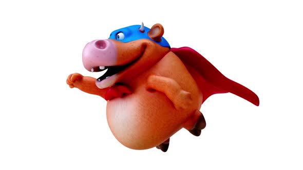 Fun 3D cartoon cow flying