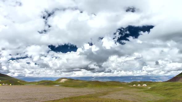 Beautiful View of the Pamir Mountains. Time Lapse. Base Camp of Lenin Peak. Kyrgyzstan.