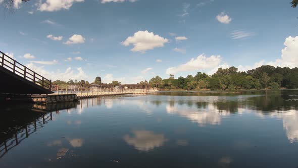 Timlapse of Temporary Bridge Over the Moat to Angkor Wat