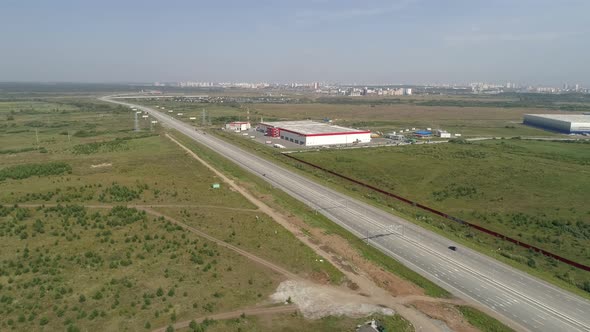 Aerial view of Logistics center next to the highway 03