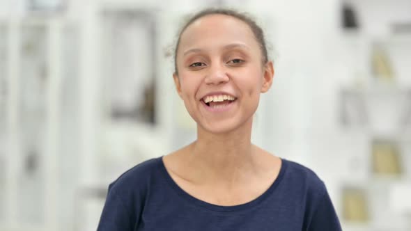 Portrait of Beautiful African Woman Doing Video Chat