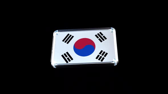 South Korea Flag 3D Glass badge