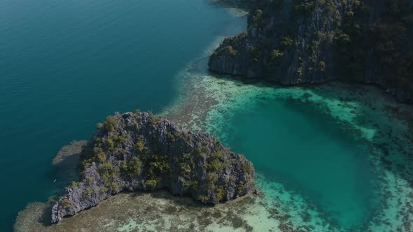 Aerial View of the Twin Lagoon in Coron Island, Palawan, Philippines