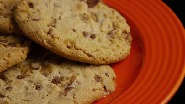 Cinematic, Rotating Shot of Cookies on a Plate