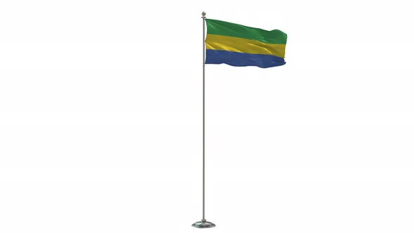 Gabon  Looping Of The Waving flag Pole With Alpha