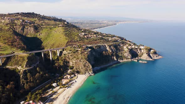 Aerial View of Cliff Overlooking the Ocean