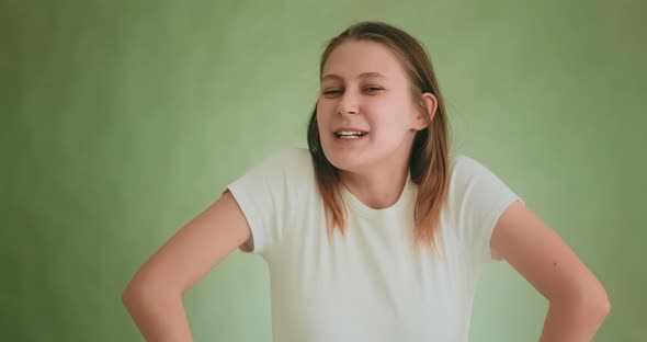 Sarcastic Woman Argues Making Emotional Gestures on Green