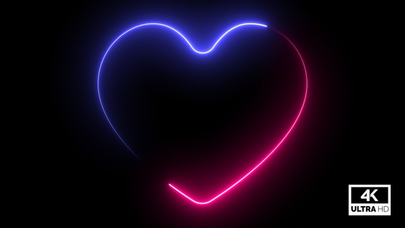 Multicolor Neon Light Heart Shape Looped 4K Alpha Footage alt