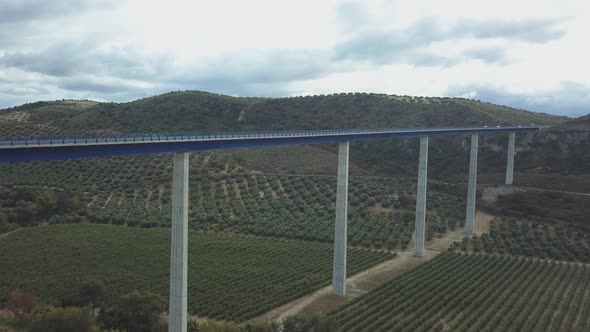 Aerial view of a highway over a viaduct