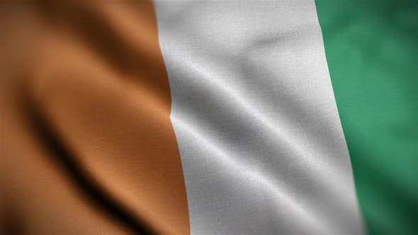 Cote D'ivoire Flag Closeup Blowing In Wind