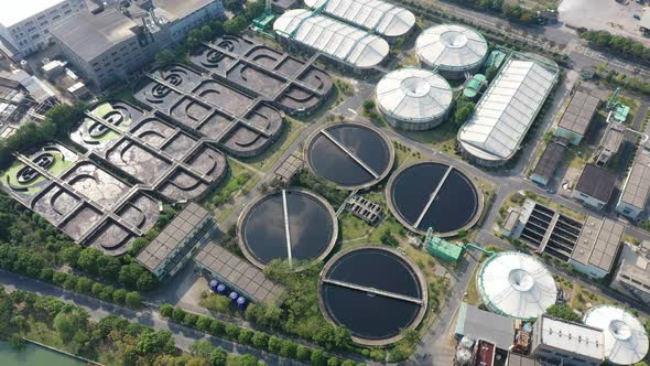 Sewage treatment plant in city