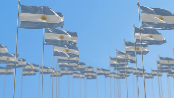 Argentina  Row Of  National flags  Walk Throw Animation