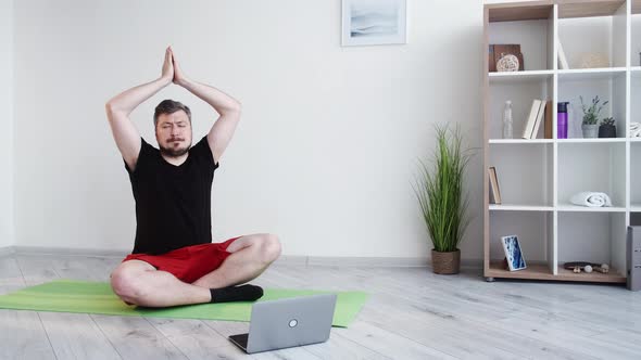 Meditation Fail Nervous Man Home Yoga Practice