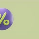 3d rotating purple round icon of percent discount with green background. - VideoHive Item for Sale