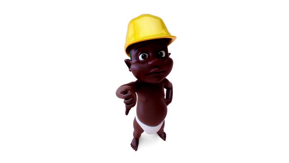 Fun 3D cartoon of a baby with a helmet alt