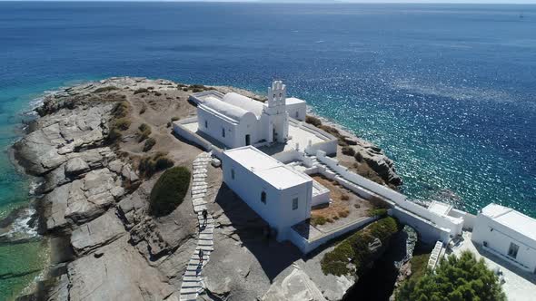 Chrisopigi Monastery in Faros on the island of Sifnos in the Cyclades in Greece