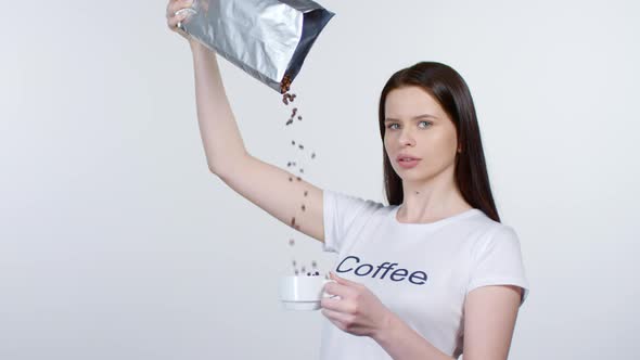 Woman Obsessed with Coffee