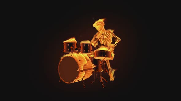 3D Skeleton Burning Drums Show