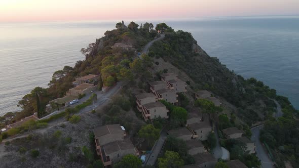 Gorgeous Aerial View of the Sea and the Cliff on the Shore of Tossa De Mar