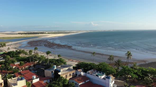 Jericoacoara Ceara Brazil. Scenic sand dunes and turquoise rainwater lakes